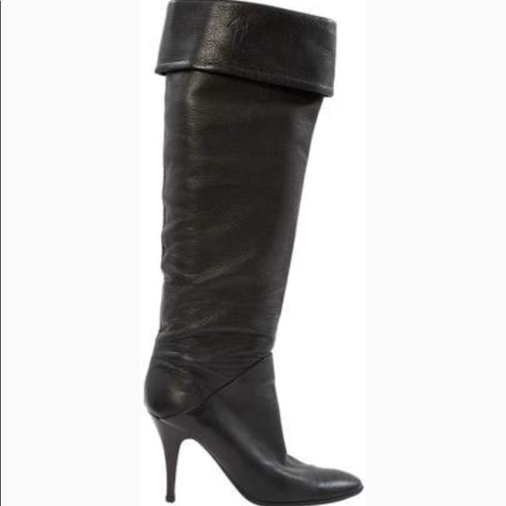 Vicini tall black leather fold over boots. Sz 38